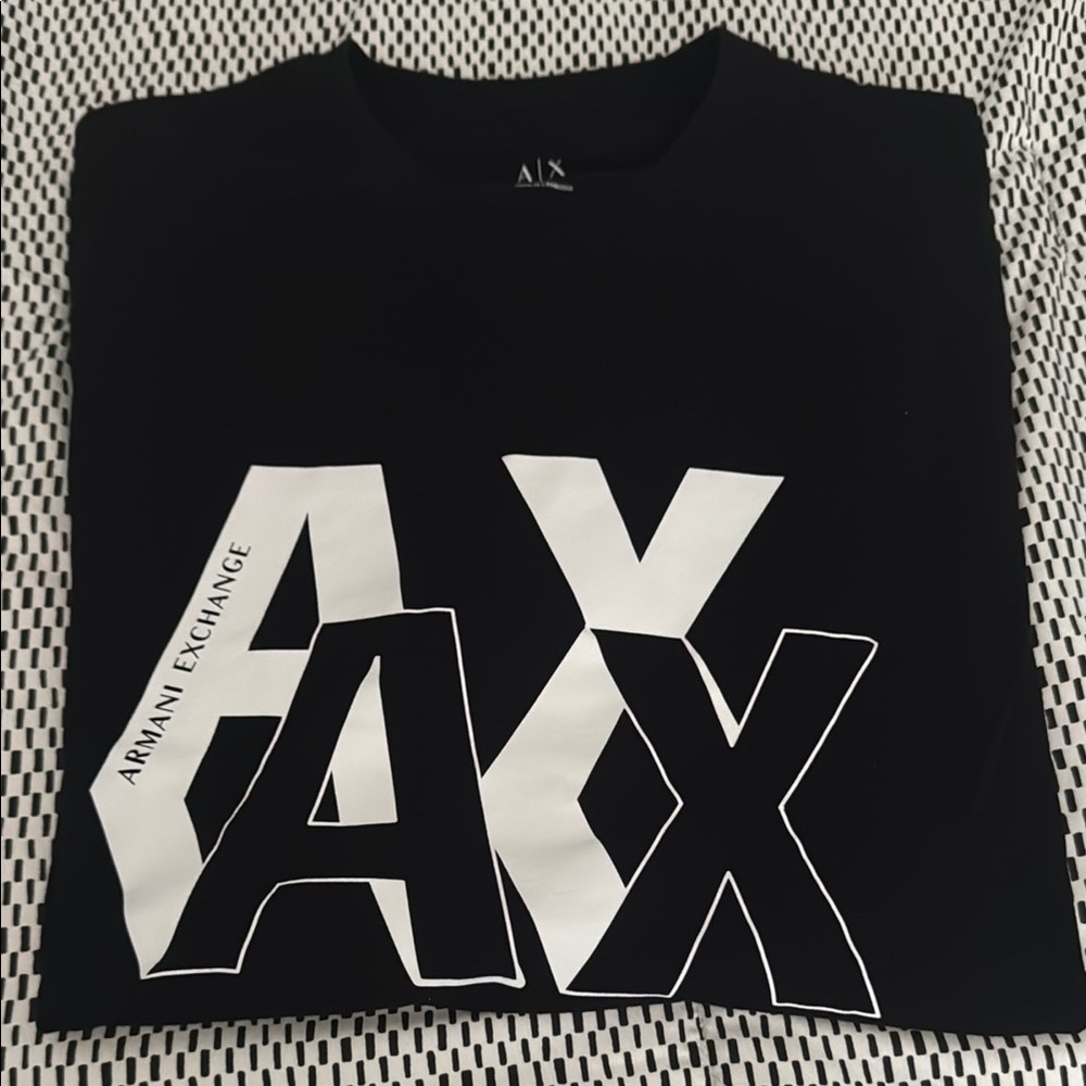 Armani Exchange Black and White Short Sleeve Tee